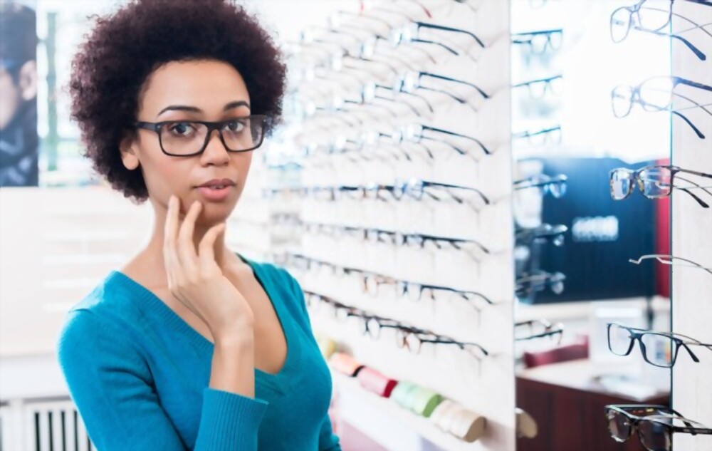 staff in eyeglasses stand